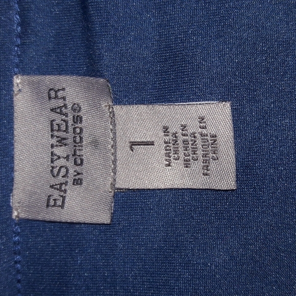 Chico's Women Top Size 1 Blue Overlay Asymmetric Hemline  3/4 Sleeves - Picture 6 of 9